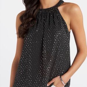 Dressy Black Sleeveless Top w/ shiny gold and silver accents XL